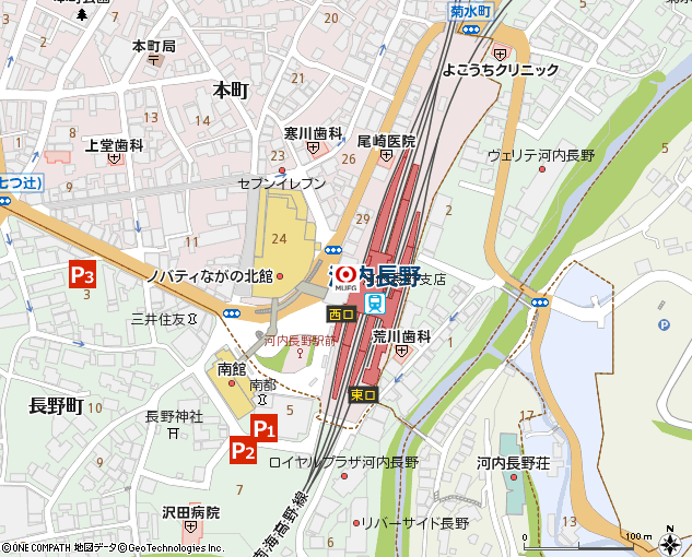 河内長野支店付近の地図